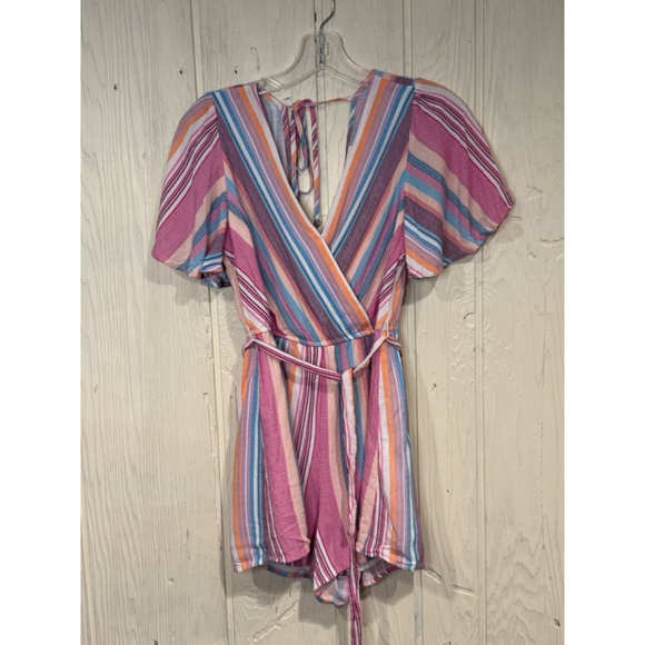 Blue Rain Pants - Blue Rain Striped Romper Pink and Blue Size Small